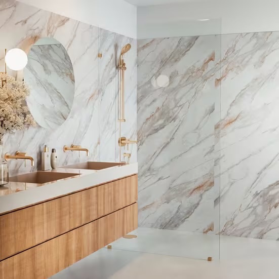 Marble and stone look wall panels